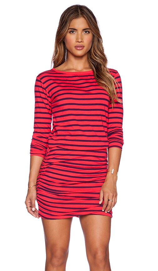 Striped Boat Neck Long Sleeve Dress