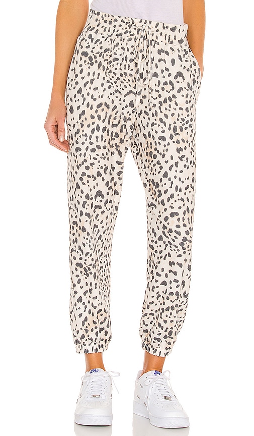 SUNDRY Leopard High Waist Pant in Cream | REVOLVE