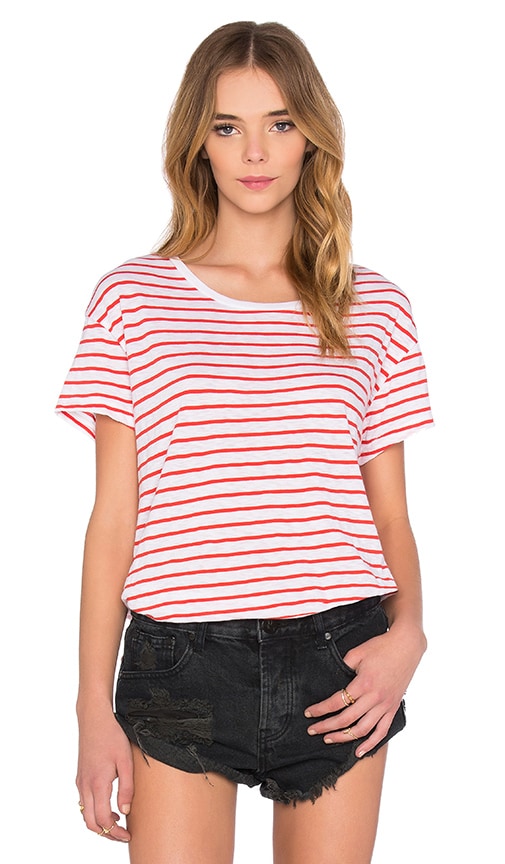 SUNDRY Loose Tee in Tomato Stripe
