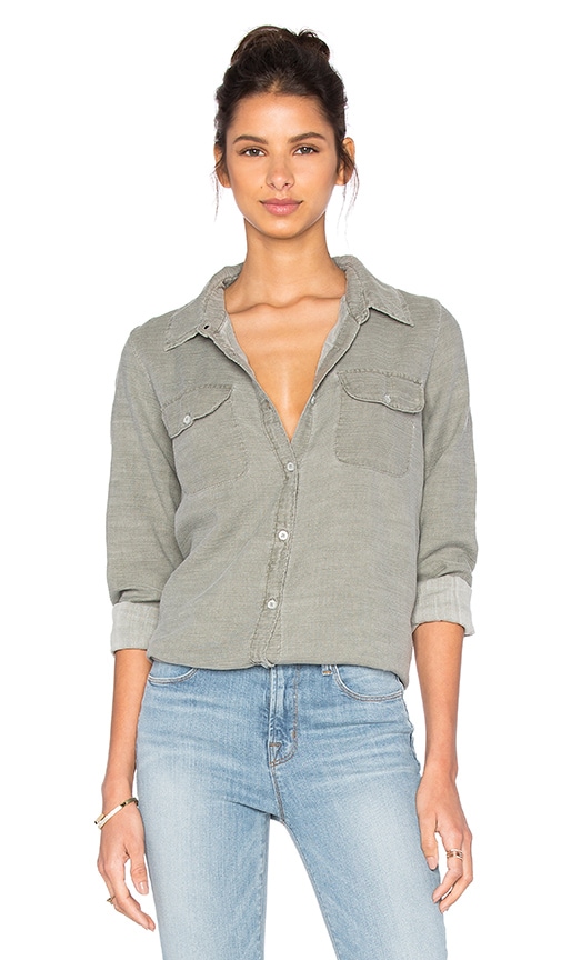 SUNDRY Army Twill Shirt in Pigment Olive | REVOLVE