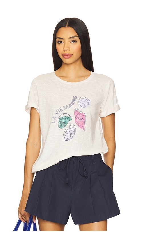 Marine Rolled Sleeve Tee in White. - size S (also in L, M, XS)