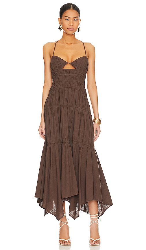 Product image of SNDYS Tahlia Dress in Chocolate. Click to view full details