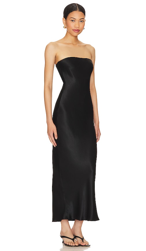 Shop Sndys Angel Strapless Midi Dress In Black