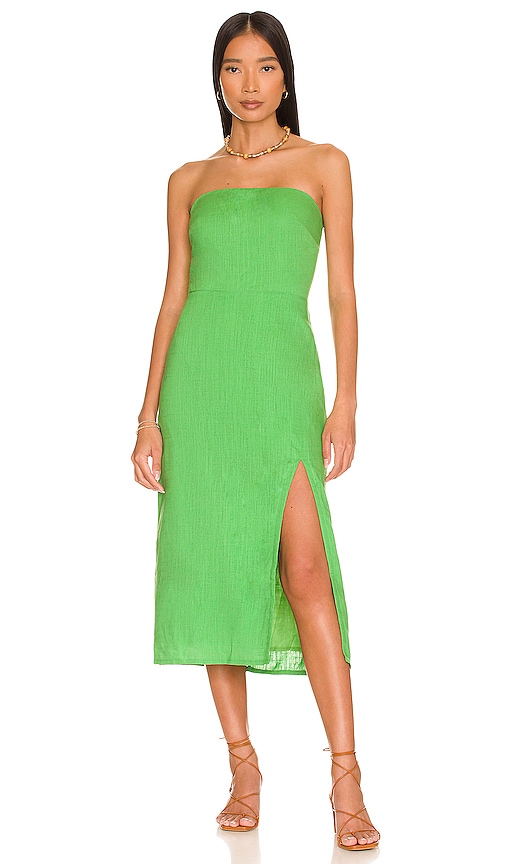 Revolve Women Clothing Dresses Strapless Dresses Serena Midi Dress in Green. 
