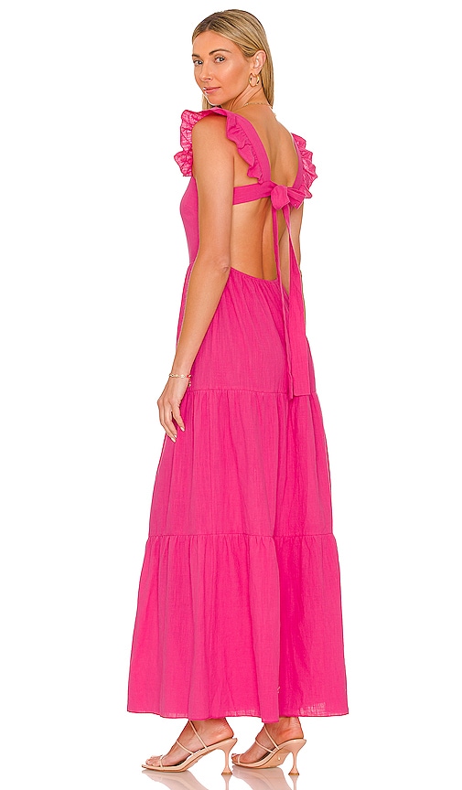 SNDYS Peaches Linen Dress in Hot Pink | REVOLVE