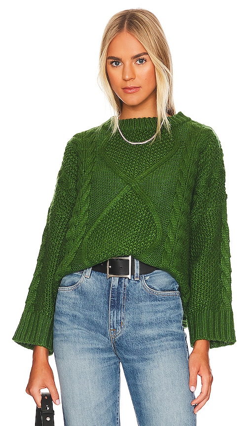 Sndys X Revolve Carrie Cable Knit Pullover In Green
