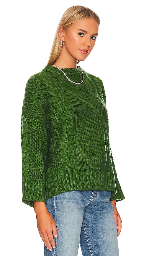 Shop Sndys X Revolve Carrie Cable Knit Pullover In Green