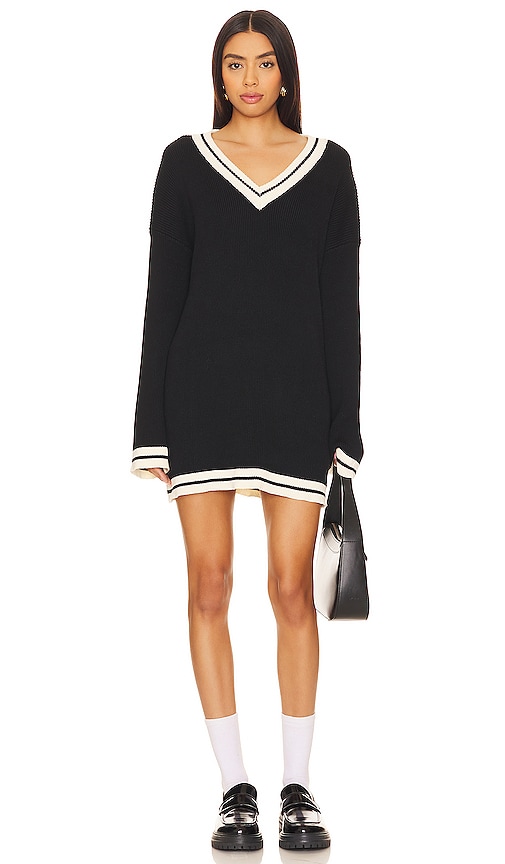 SNDYS Colbie Varsity Sweater in Black/Cream