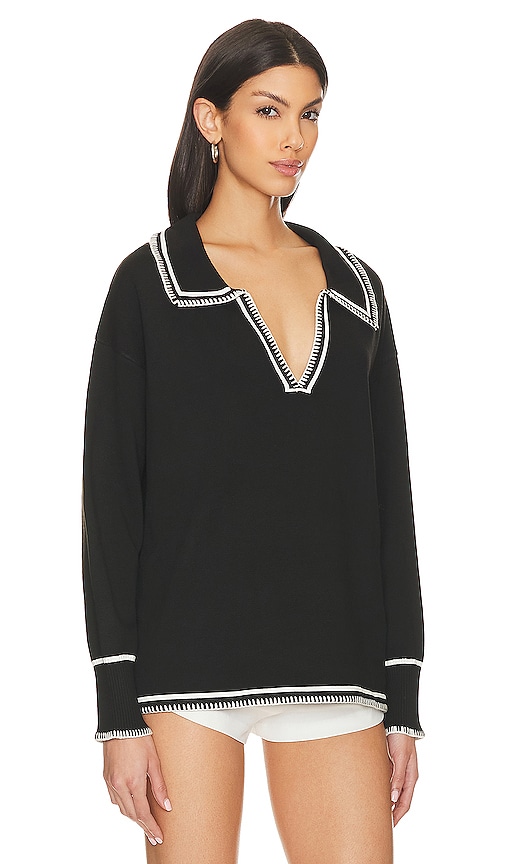 Shop Sndys Arlington Collared Sweater In 黑色、白色