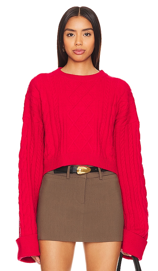 Shop Sndys Nellie Crop Sweater In Red