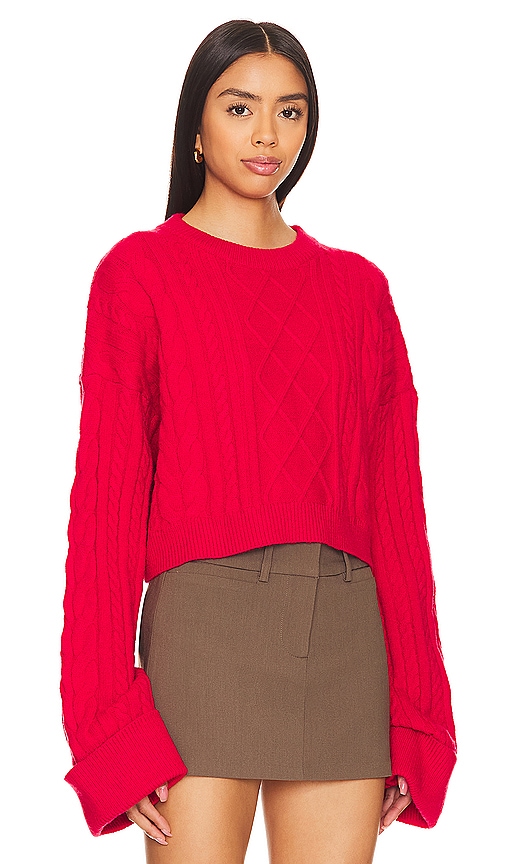 Shop Sndys Nellie Crop Sweater In Red