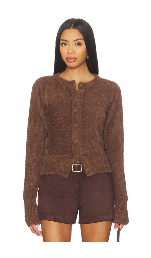 Sndys Kailey Fluffy Knit Cardigan In Brown