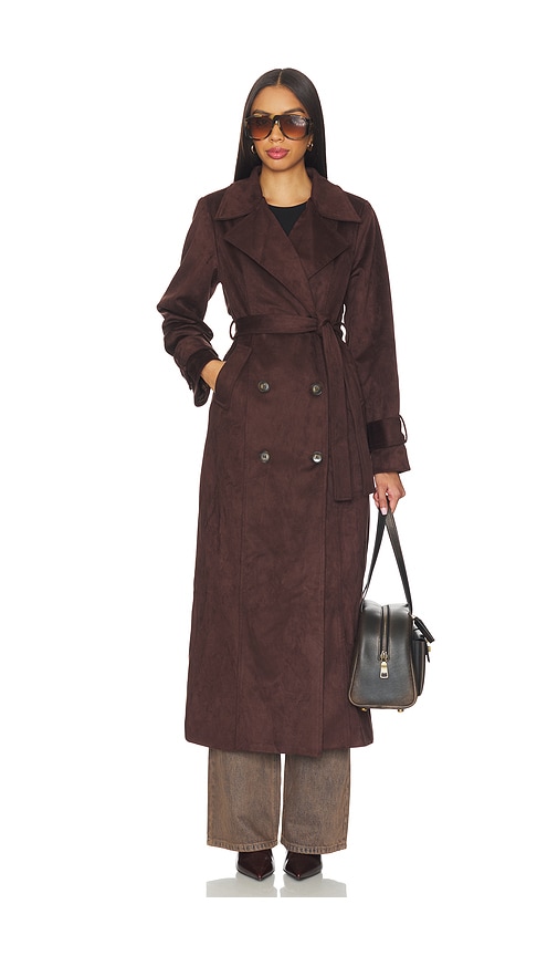 Sndys Sutton Faux Suede Trench Coat In Brown