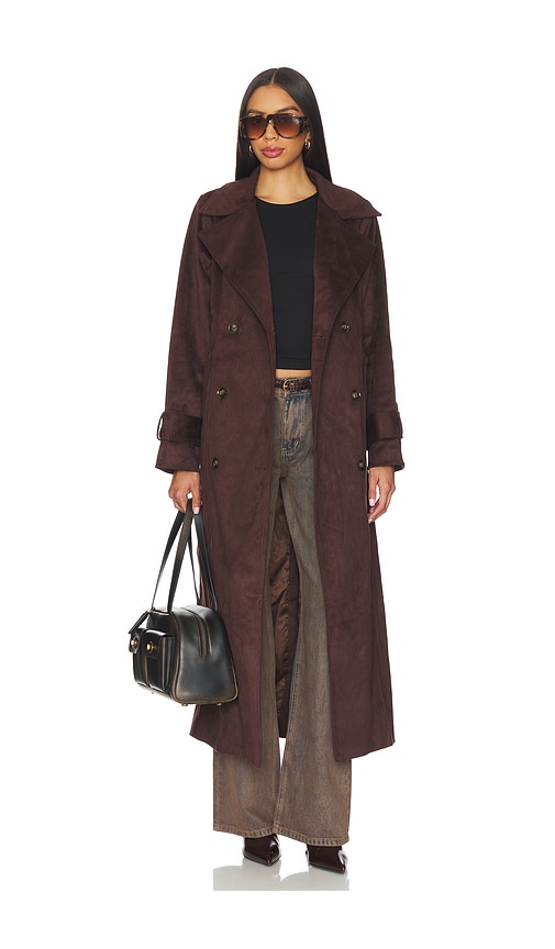 Sndys Sutton Faux Suede Trench Coat In Brown