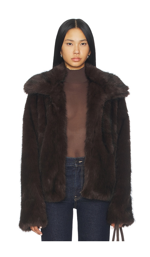 Sndys Leila Faux Fur Jacket In Brown
