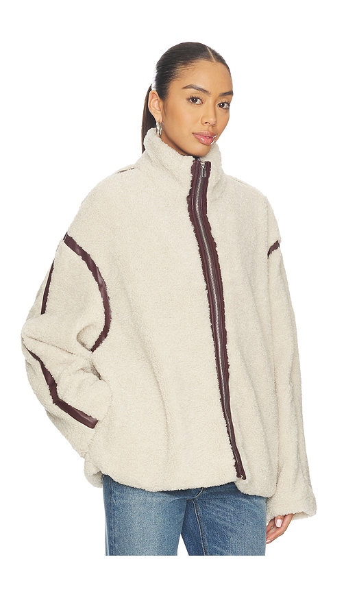  Sndys Tatum Teddy Contrast Jacket In Beige. Size Xs. Also In Xxs, S, M, L. 