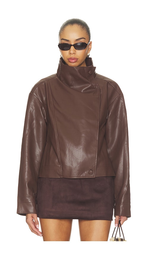 Sndys Dex Faux Leather Jacket In Brown