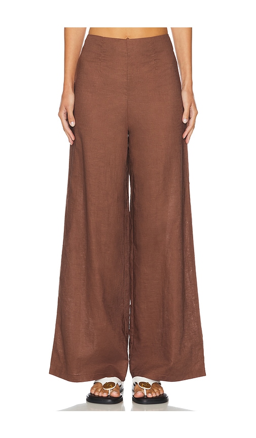 Shop Sndys X Revolve Nina Linen Pant In Mocha