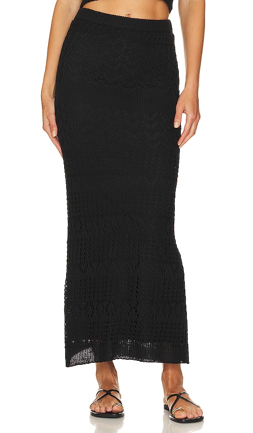 Sndys X Revolve Crochet Maxi Skirt In Black Shimmer