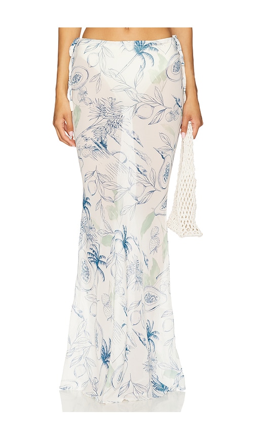 St. Ives Maxi Skirt in White,Blue. - size XXL (also in L, M, S, XL, XS)