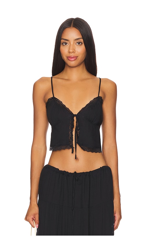 Shop Sndys Ophelia Tie Up Top In Black