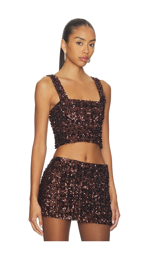 Sndys Asher Sequin Crop Top In Black