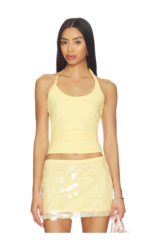 Sndys Lexie Twist Halter Tank Top In Yellow