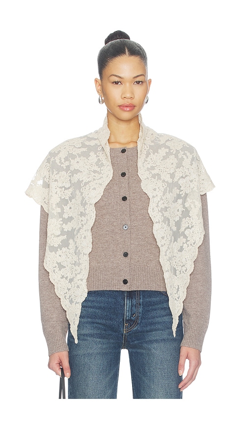 Sea Kirra Lace Cardigan With Scarf In Taupe