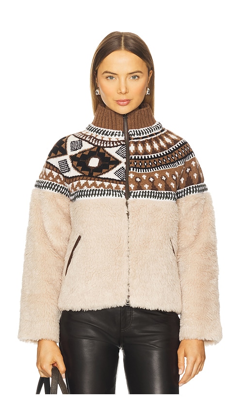 Sea Linea Fair Isle Knit Combo Fleece Jacket In Neutral