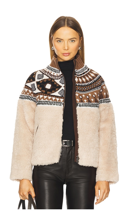 Sea Linea Fair Isle Knit Combo Fleece Jacket In Neutral