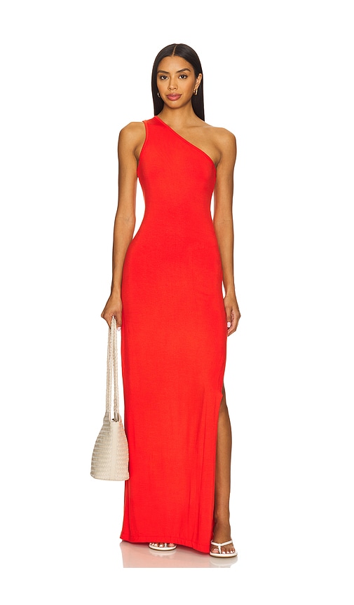 Jersey One Shoulder Dress in Red. - size S (also in L, M, XS)