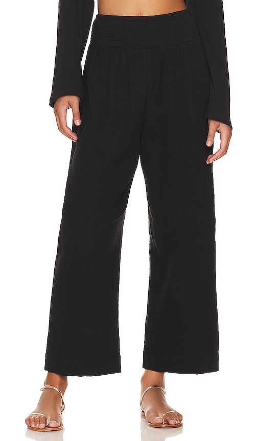 Seafolly Double Cloth Shirring Trouser In Black