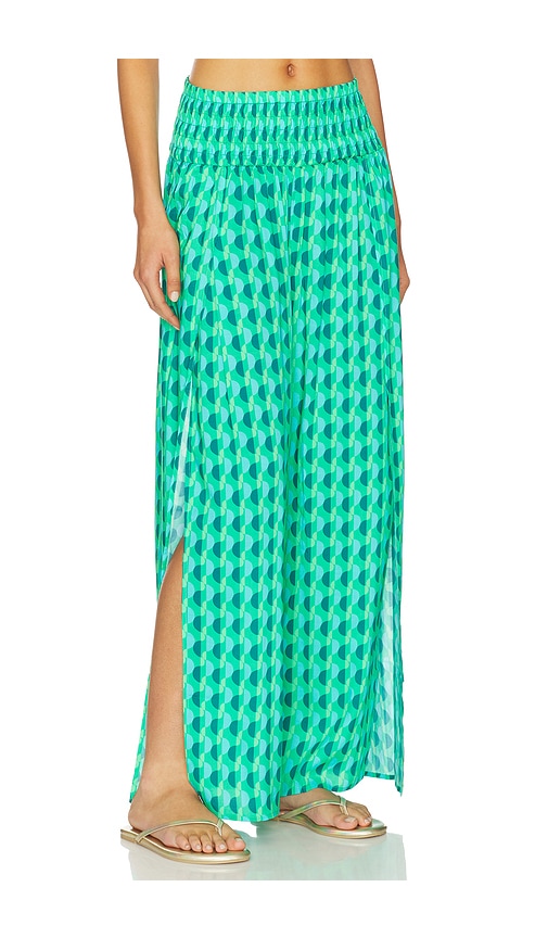  Seafolly Pantalon Drapé Et Fronces à La Taille Shirred Waist Wrap Pant En Green. Taille L. Also En S, Xs. 