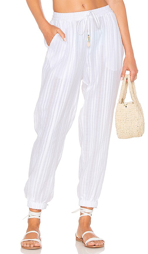 white beach trousers