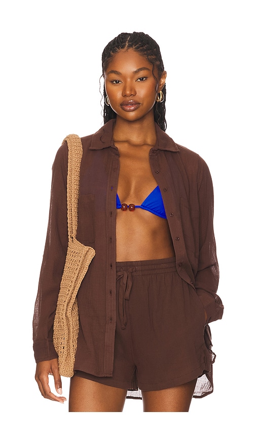Breeze Beach Shirt in Chocolate. - size S (also in L, M, XS)