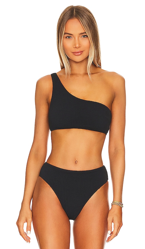 Seafolly One Shoulder Bikini Top in Black