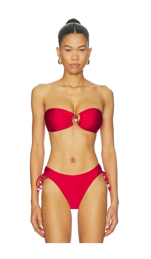 Ring Front Bandeau Bikini Top by Seafolly in Cosmo Red