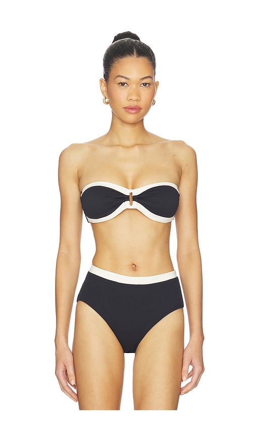 Trim Front Bandeau Bikini Top by Seafolly in Black