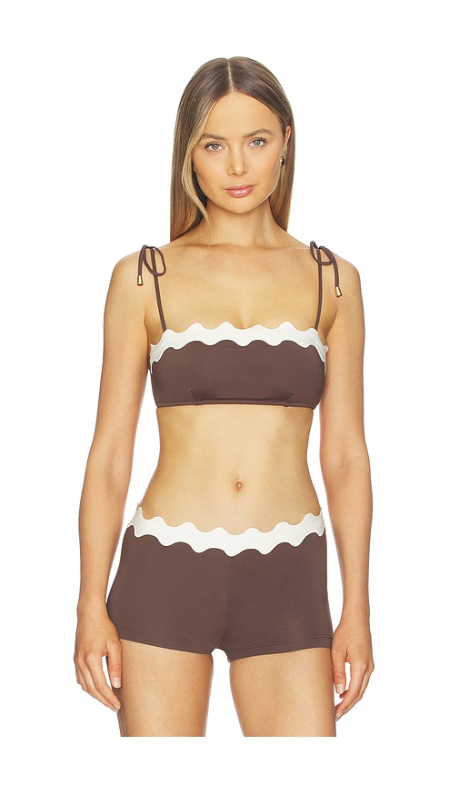 Ric Rac Bustier Bandeau Bikini Top by Seafolly in Espresso