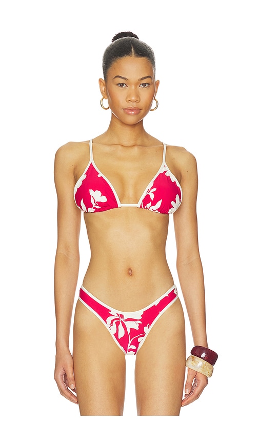 May Flower Slide Triangle Bikini Top by Seafolly in Cosmo Red