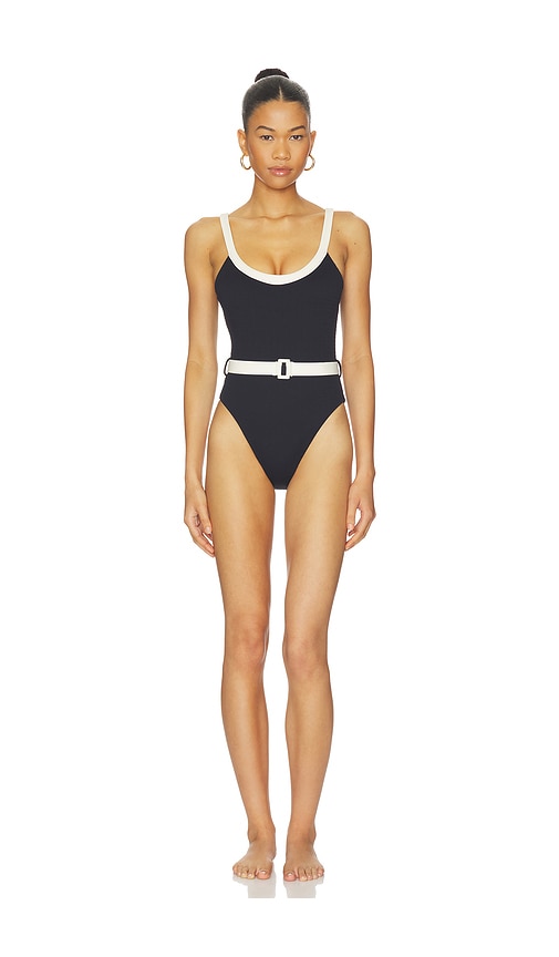 Band Wave Belted Retro One Piece by Seafolly in Black