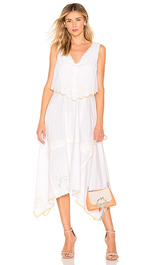 white embroidered midi dress