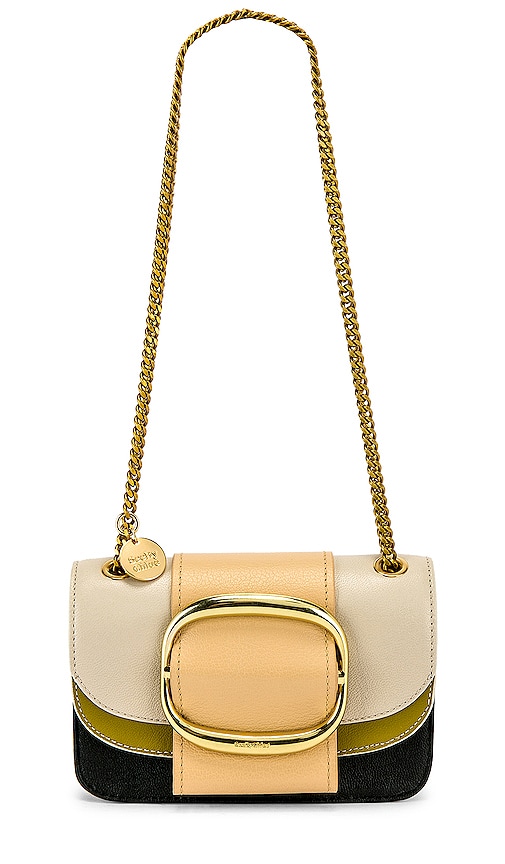 See By Chloe Mini Hopper Colorblock Crossbody in Straw Beige