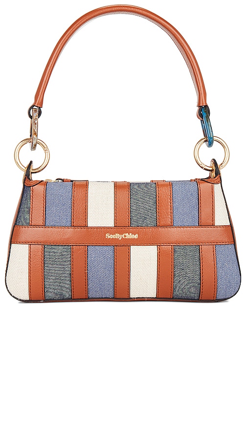 Sac baguette Tilda en Cuir et Patchwork Denim