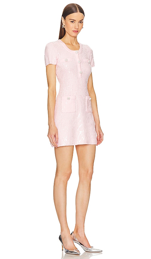 Shop Self-portrait Sequin Knit Mini Dress In Pink