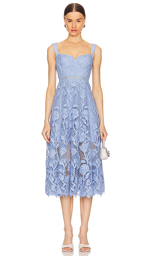 【 SALE 】Self-Portrait >> ティアードロップマキシドレス Blue Satin Flower Maxi Dress – self-portrait-US