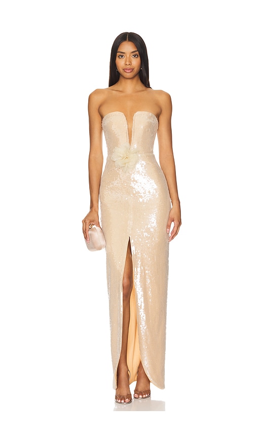 self-portrait Sequin Maxi Dress in Champagne