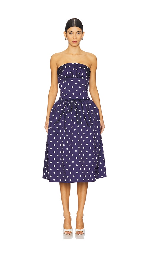 self-portrait DRESS ミディ丈ドレス - Navy | REVOLVE