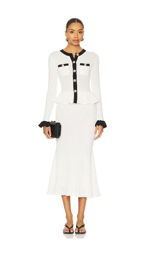 ROBE MIDI EN MAILLE CONTRASTANTE in . Size M - self-portrait - Modalova