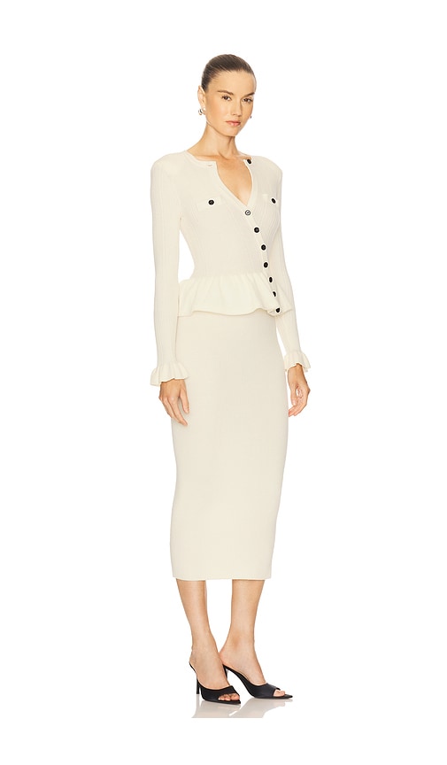 Self-portrait Knitted Asymmetric Midi Dress In White